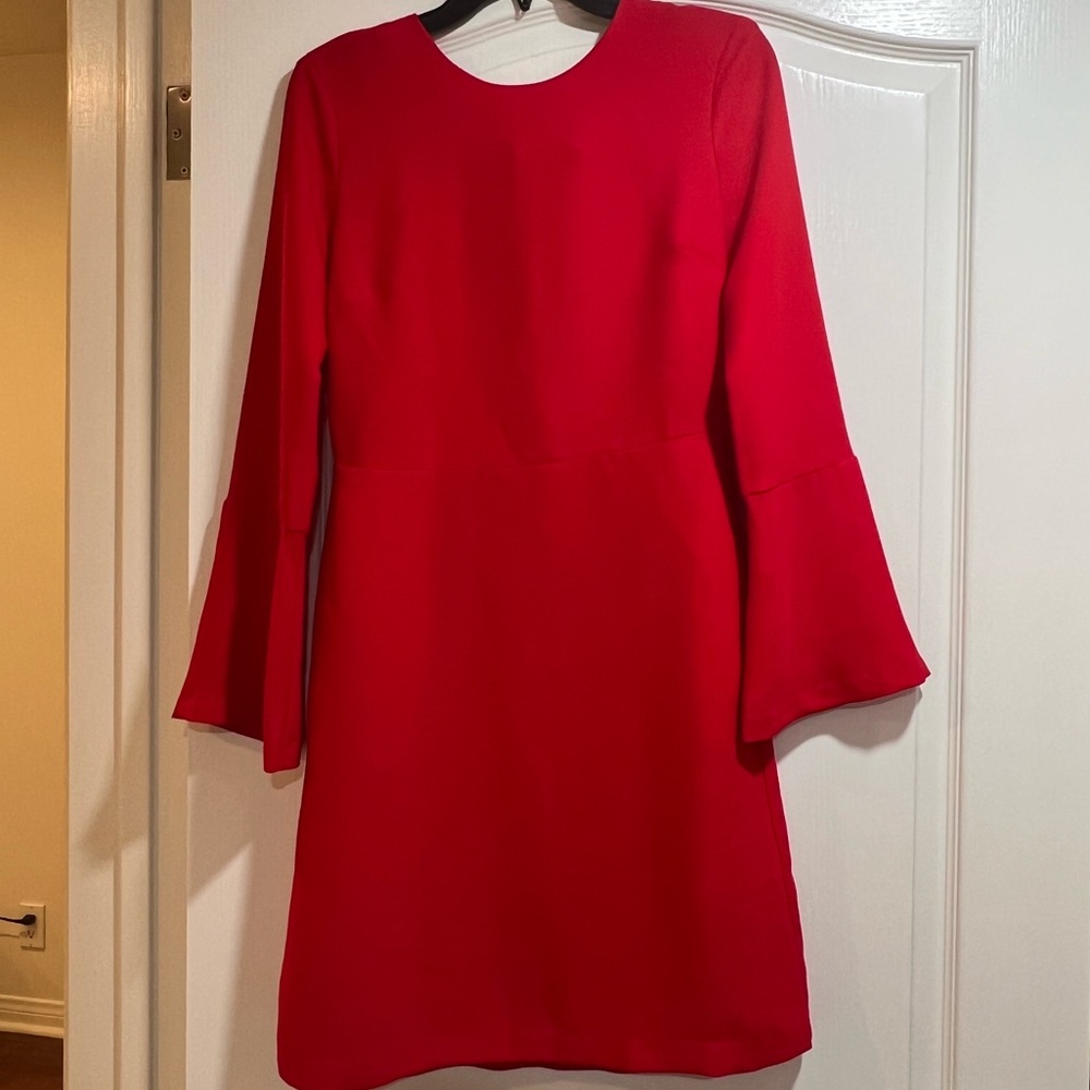 NEW Banana Republic Red Bell Sleeve Bow Tie Mini Dress